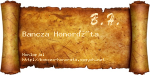 Bancza Honoráta névjegykártya